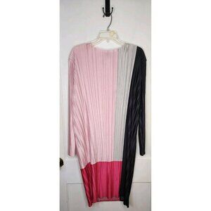Ming Wang Colorblock Dress Women's Size M Pink Pleated Crinkle Crepe de Chine
